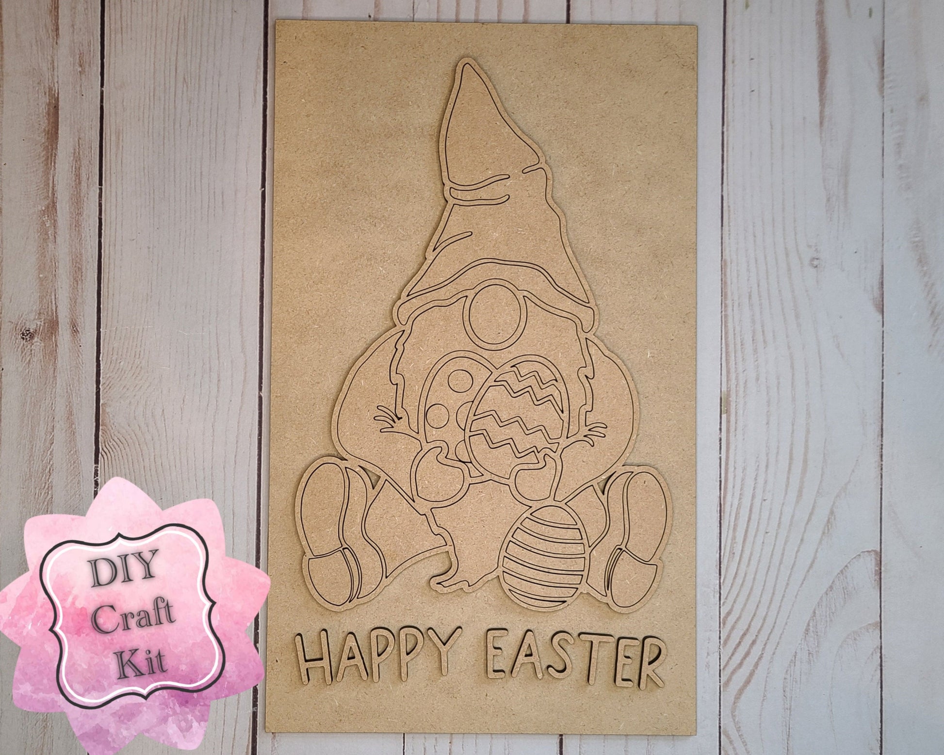 Happy Easter Gnome Kit Craft Night Craft Kit #2559 - Multiple Sizes Available - Unfinished Wood Cutout Shapes