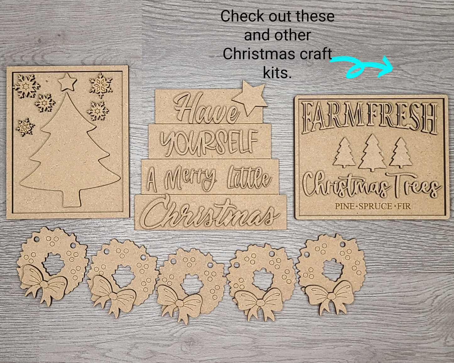 Have Yourself a Merry Christmas Decor DIY Paint kit #2888 - Multiple Sizes Available - Unfinished Wood Cutout Shapes