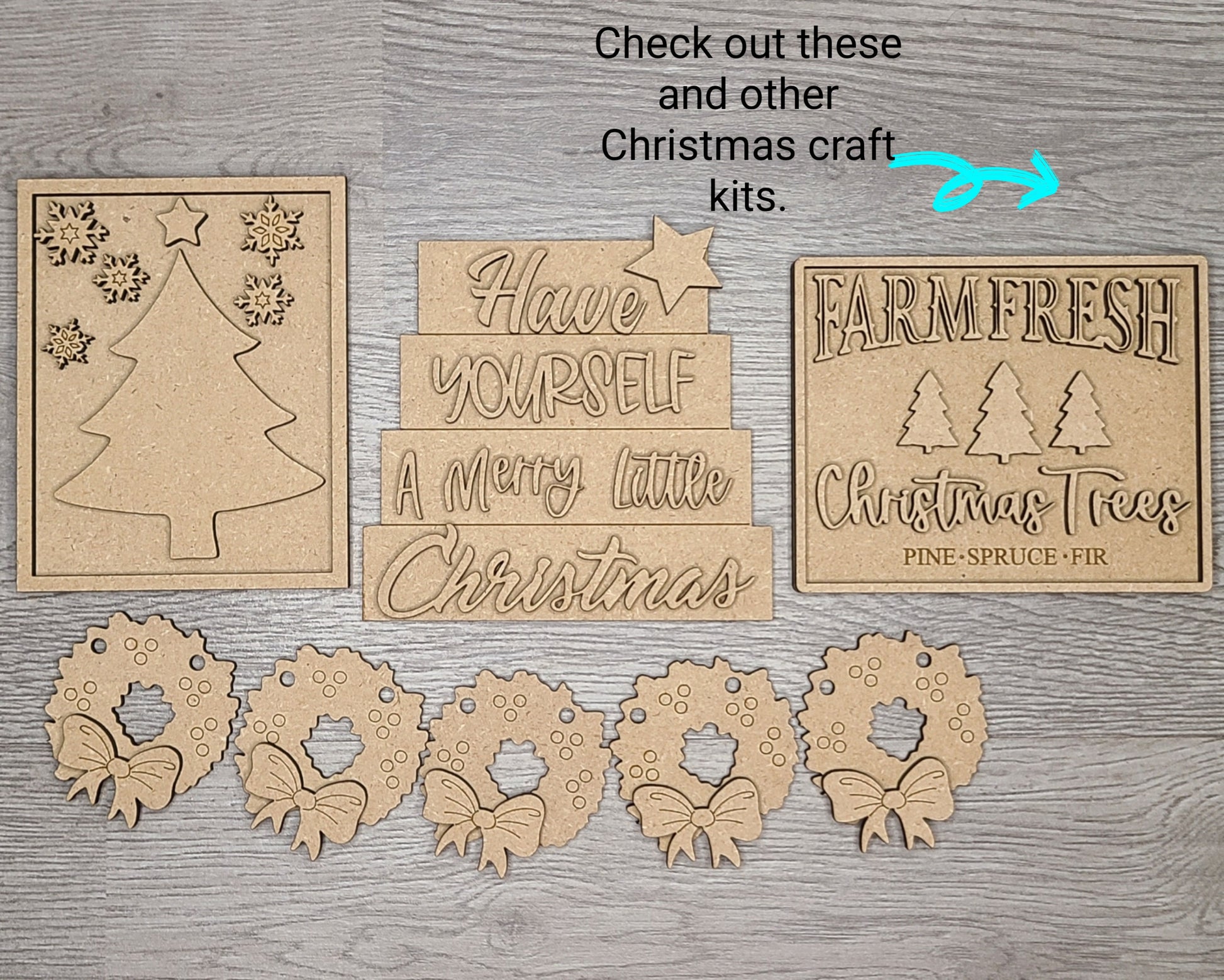 Have Yourself a Merry Christmas Decor DIY Paint kit #2888 - Multiple Sizes Available - Unfinished Wood Cutout Shapes