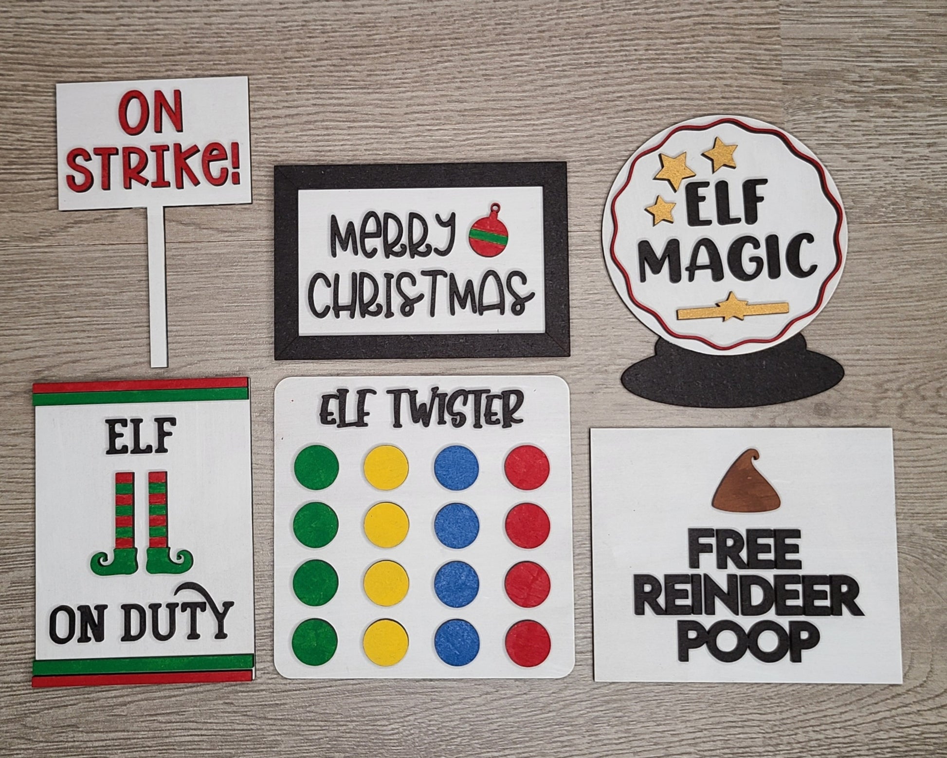 Free Reindeer Poop Christmas Elf Red Elf Decor  DIY Paint kit #2812 - Multiple Sizes Available - Unfinished Wood Cutout Shapes