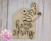 Hello Spring Butterfly Tag Kit Paint Kit Party Paint Kit #2744 - Multiple Sizes Available - Unfinished Wood Cutout Shapes
