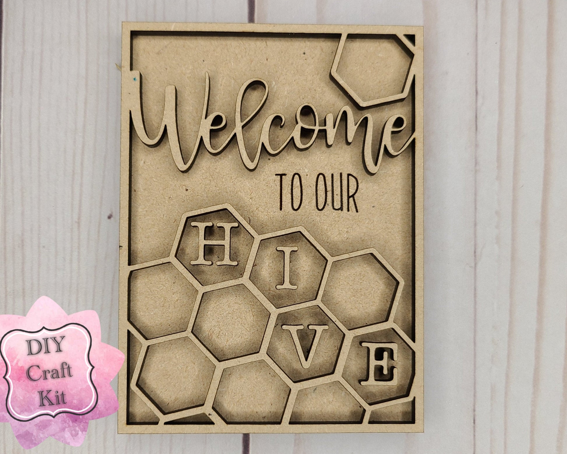 Welcome to Our Hive Honey Bee Craft Kit #2771 - Multiple Sizes Available - Unfinished Wood Cutout Shapes