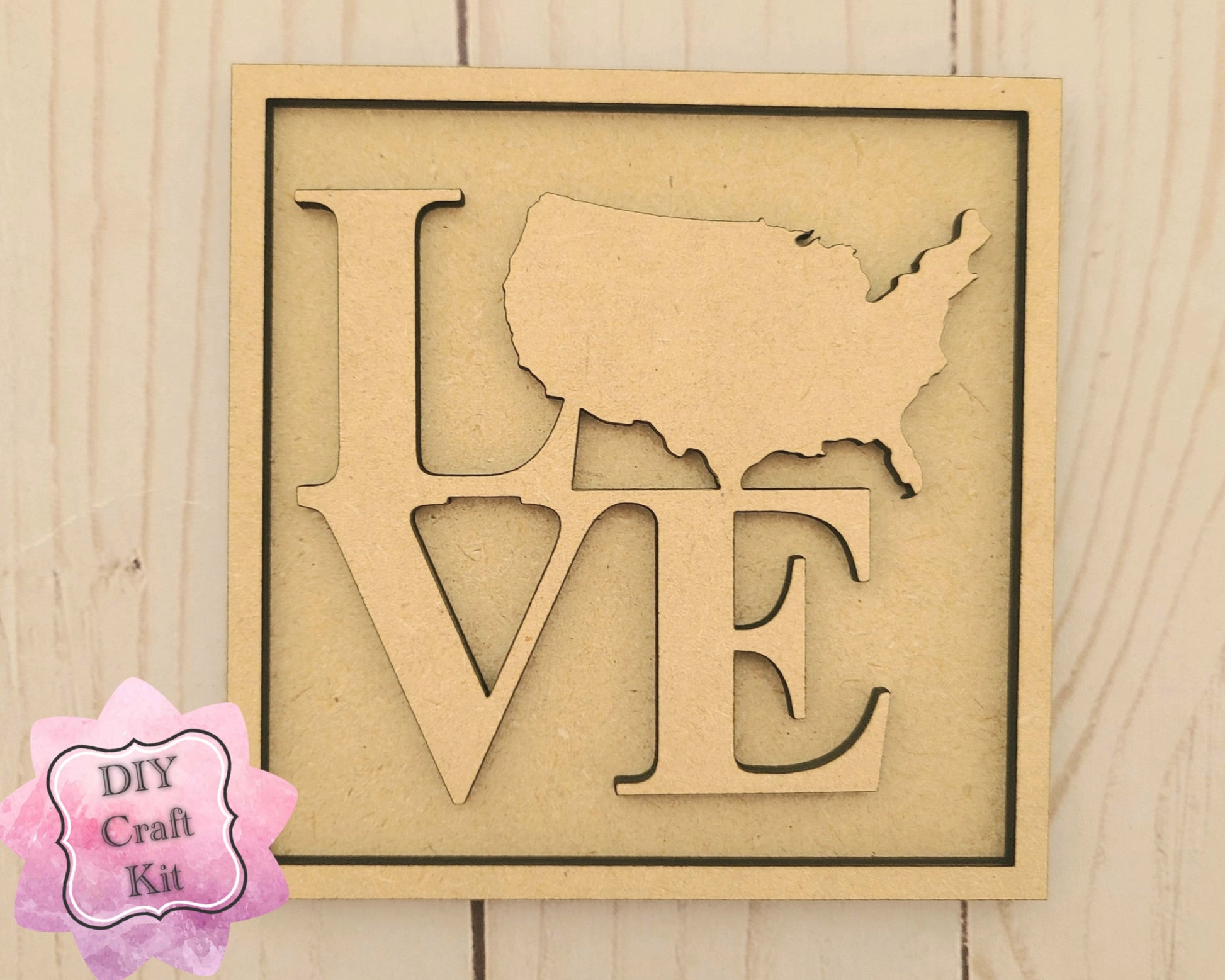 Love America 4th of July Craft Kit Paint Kit Party Paint Kit #2792 - Multiple Sizes Available - Unfinished Wood Cutout Shapes