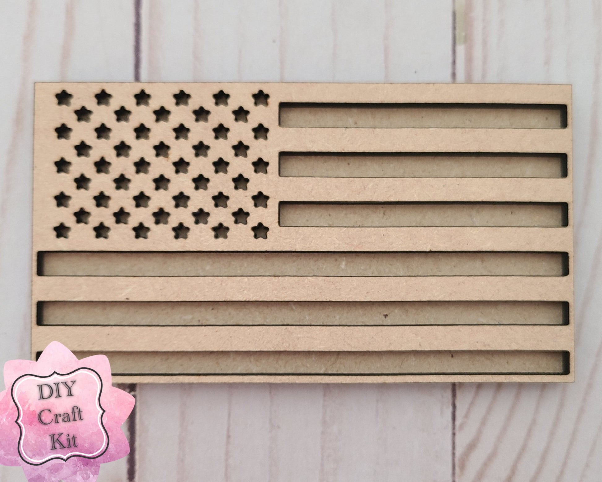 American Flag 4th of July Craft Kit Paint Kit Party Paint Kit #2793 - Multiple Sizes Available - Unfinished Wood Cutout Shapes