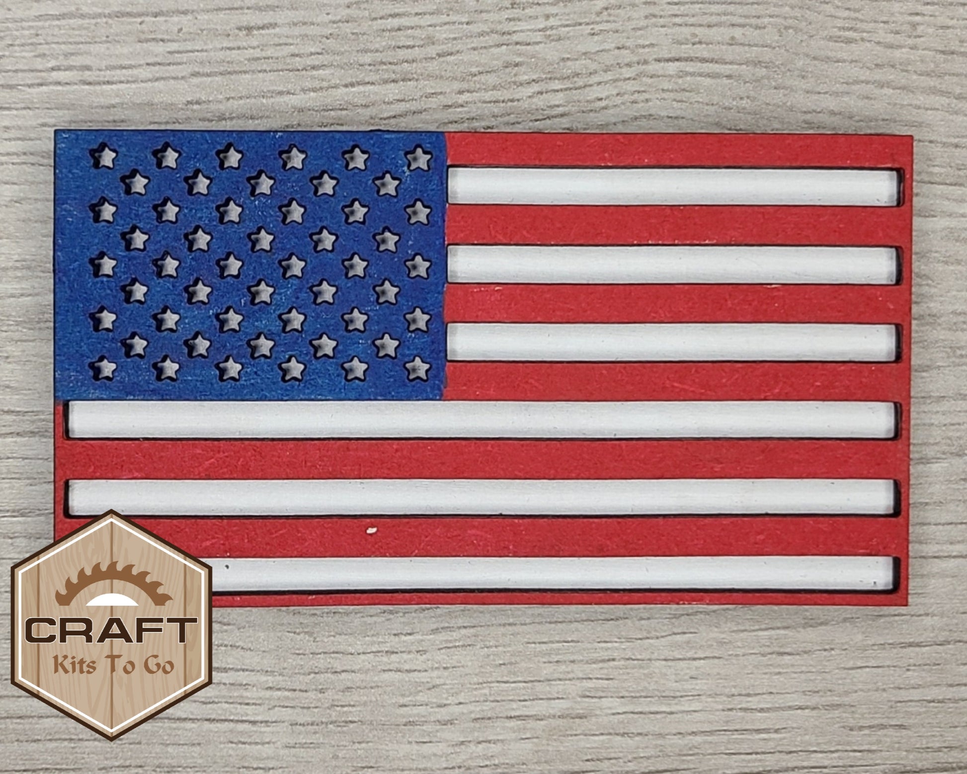 American Flag 4th of July Craft Kit Paint Kit Party Paint Kit #2793 - Multiple Sizes Available - Unfinished Wood Cutout Shapes