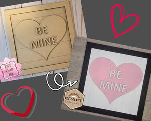 Be Mine Heart Valentine Craft Kit Valentine Tier Tray Kit #2491 Multiple Sizes Available - Unfinished Wood Cutout Shapes