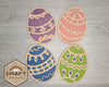 Set of 4 Decorative Easter Eggs DIY Easter Craft Kit DIY Paint kit #2566 - Multiple Sizes Available - Unfinished Wood Cutout Shapes