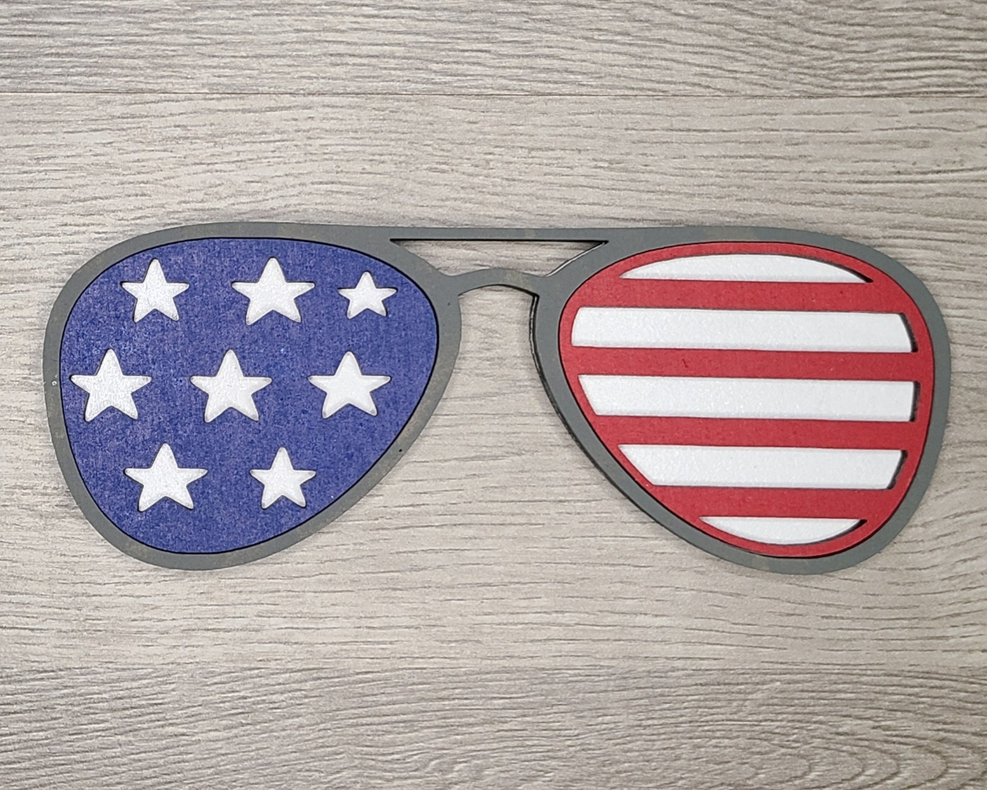 4th of July Sunglasses Patriotic Decor Craft Kit Paint Party Kit #2877 - Multiple Sizes Available - Unfinished Wood Cutout Frames