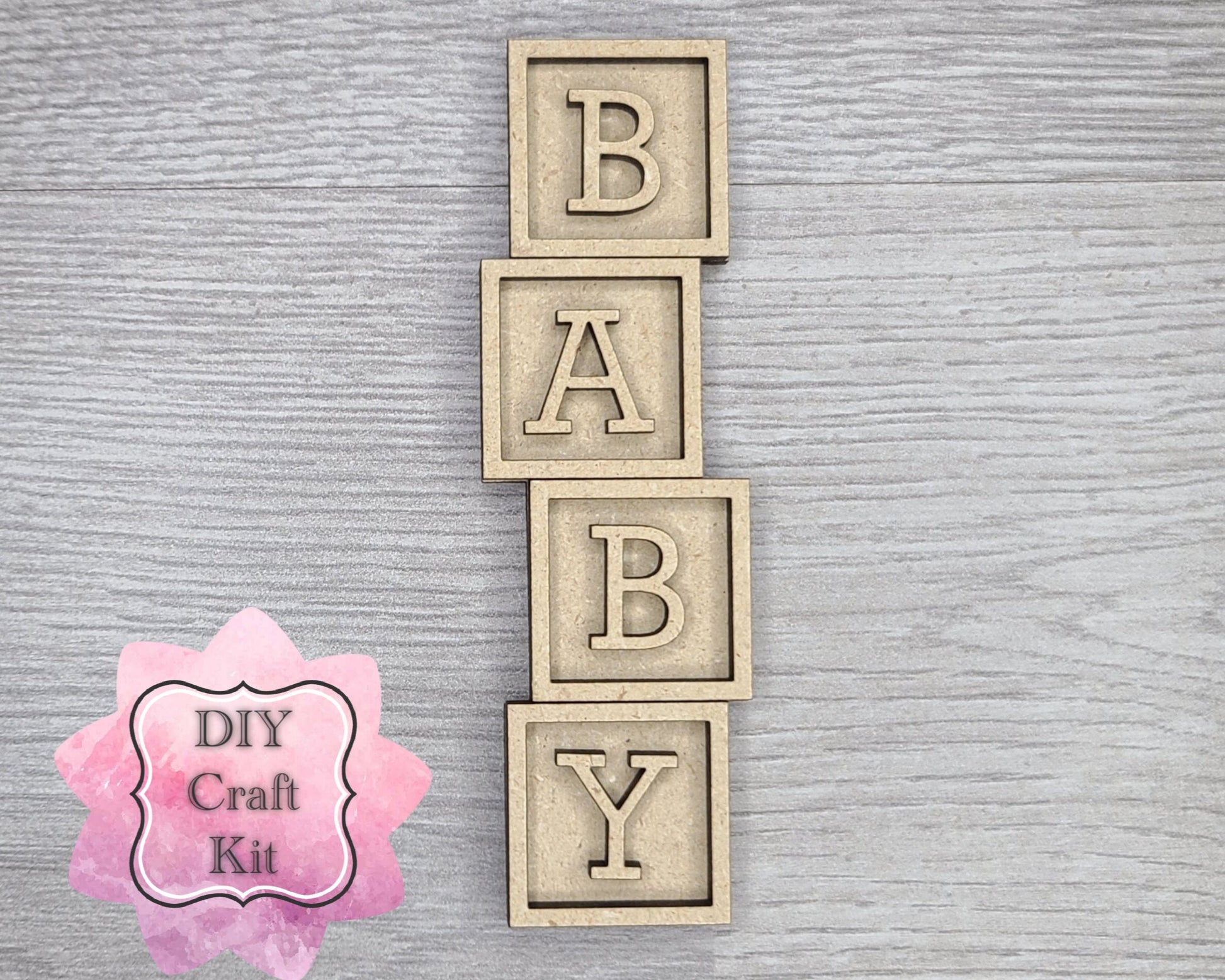 Baby Blocks Baby Shower DIY Craft Kit #2892 - Multiple Sizes Available - Unfinished Wood Cutout Shapes