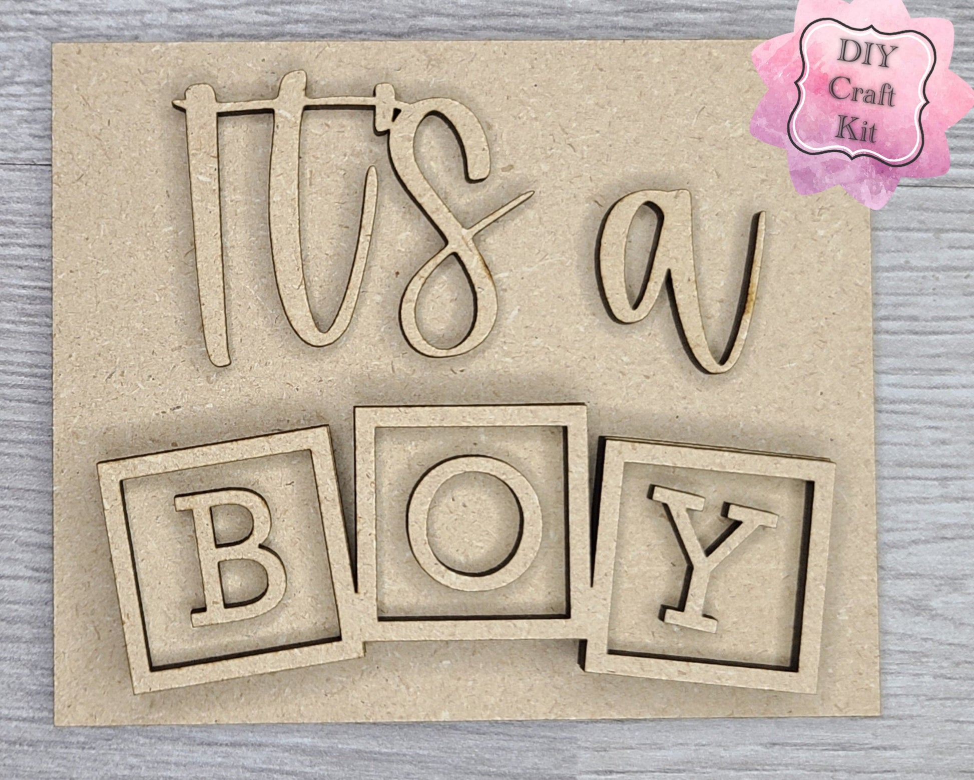 Its a Boy Baby Shower DIY Craft Kit #2893 - Multiple Sizes Available - Unfinished Wood Cutout Shapes