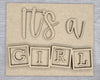 Its a Girl Baby Shower DIY Craft Kit #2893 - Multiple Sizes Available - Unfinished Wood Cutout Shapes