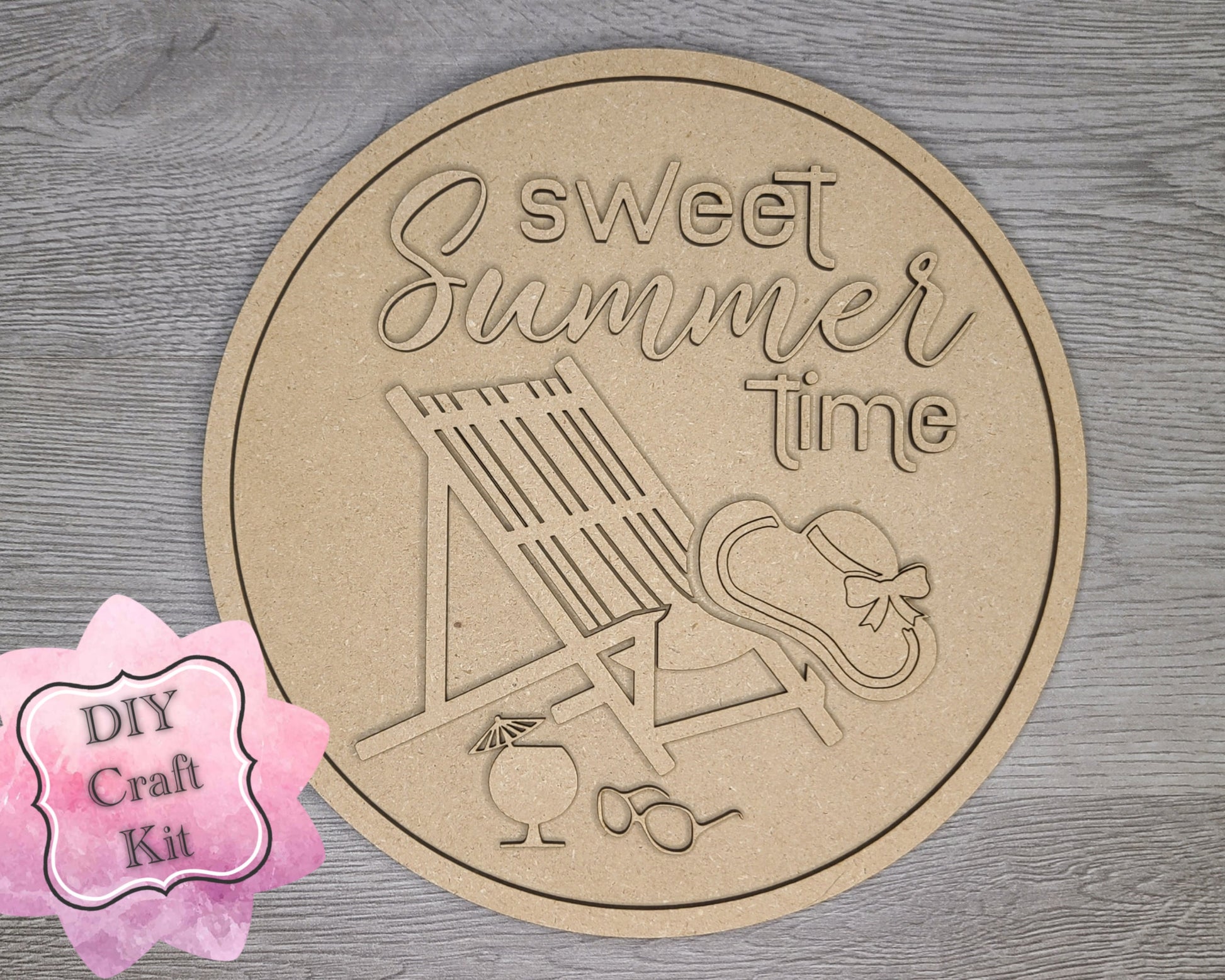 Sweet Summertime Kit DIY Craft Kit #2882 - Multiple Sizes Available - Unfinished Wood Cutout Shapes