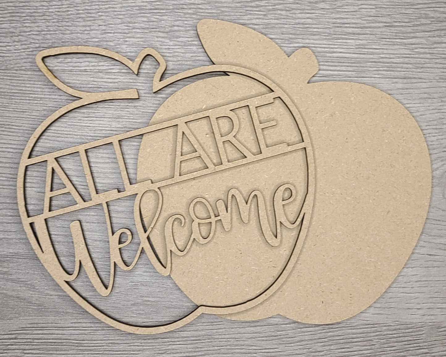 Welcome to our Classroom Interchangeable "All are Welcome" DIY Paint kit #2983 - Unfinished Wood shape cutouts