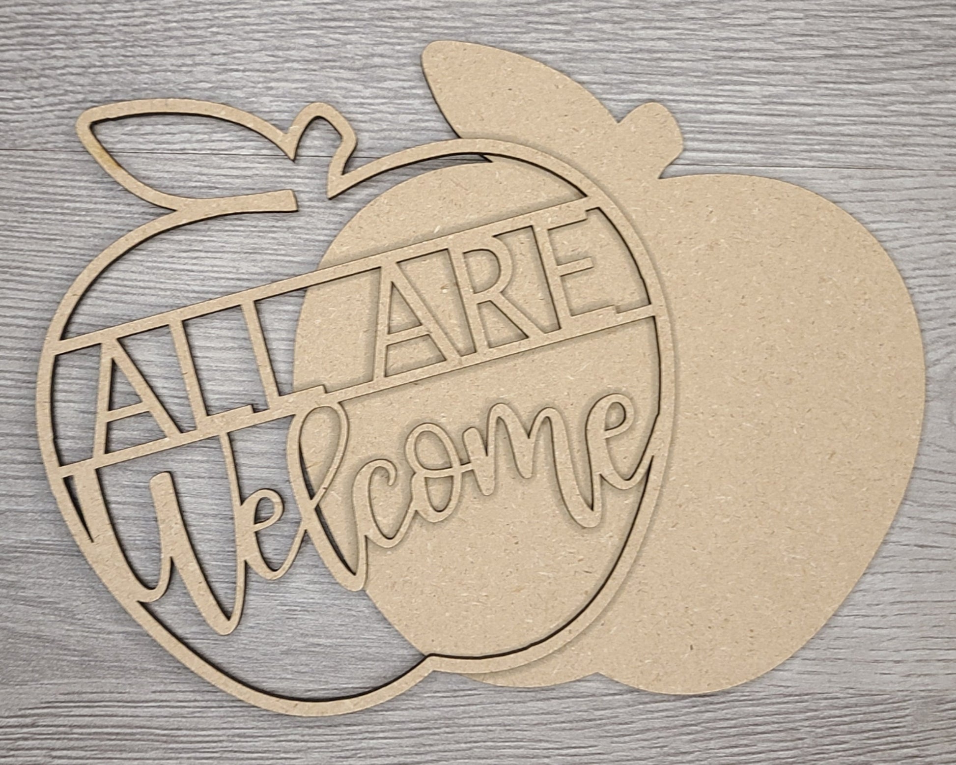 Welcome to our Classroom Interchangeable "All are Welcome" DIY Paint kit #2983 - Unfinished Wood shape cutouts