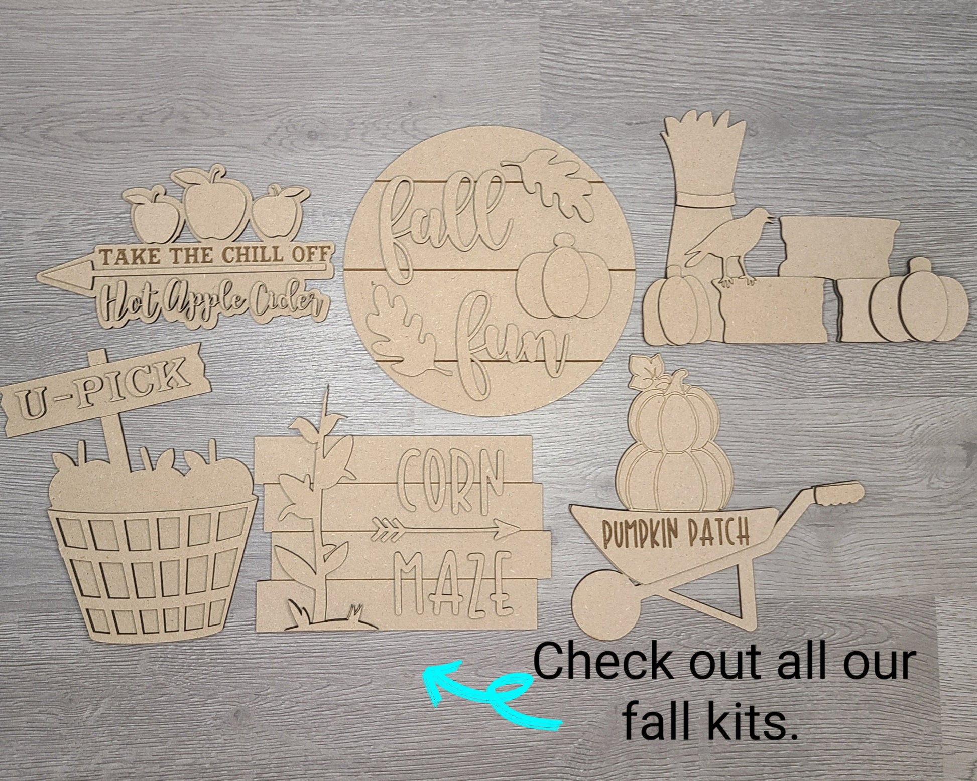 Fall Fun Fall DIY Halloween Craft Kit DIY Craft Kit #2868 - Multiple Sizes Available - Unfinished Wood Cutout Shapes