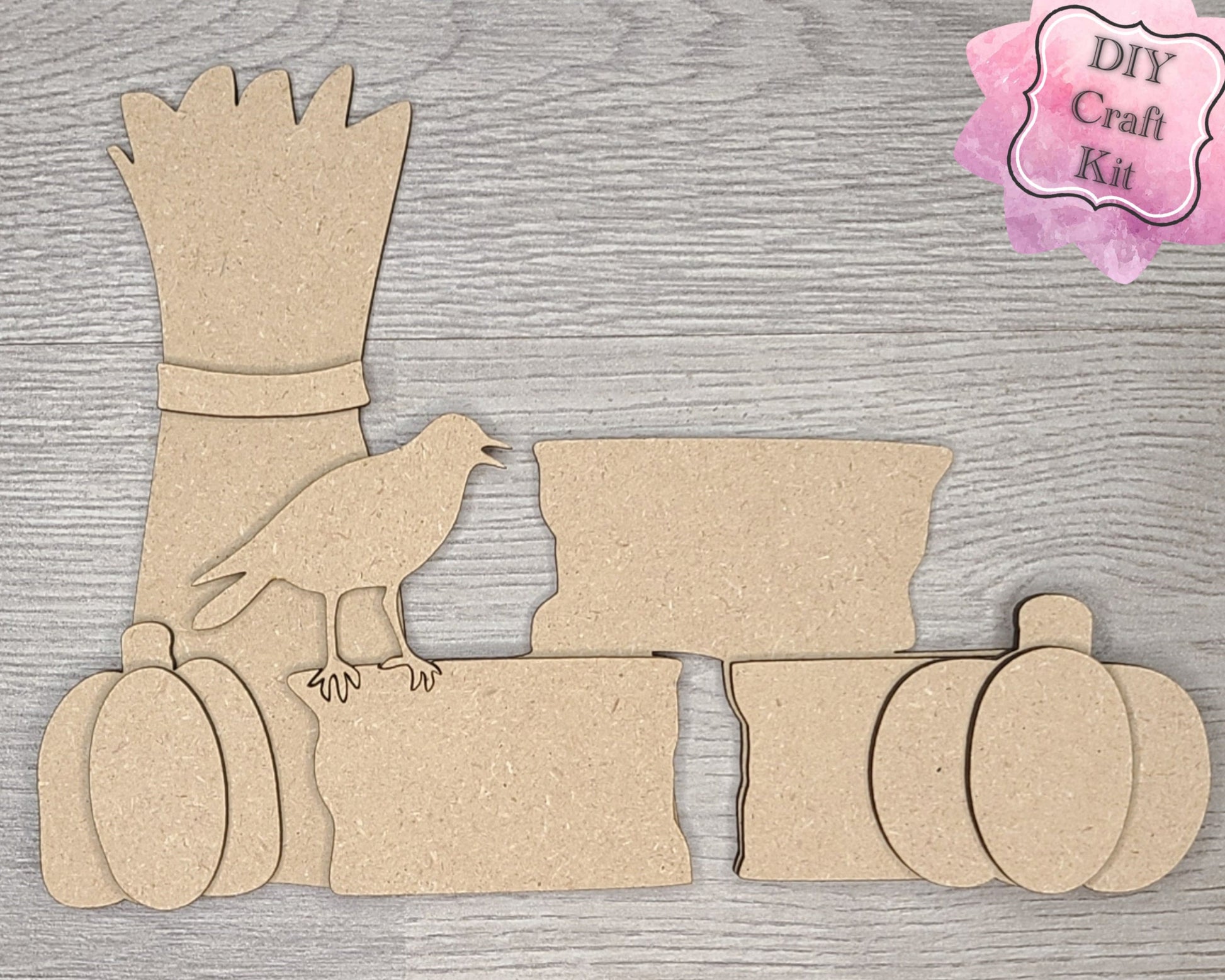 Hay Bail Background Fall DIY Halloween Craft Kit DIY Craft Kit #2875 - Multiple Sizes Available - Unfinished Wood Cutout Shapes