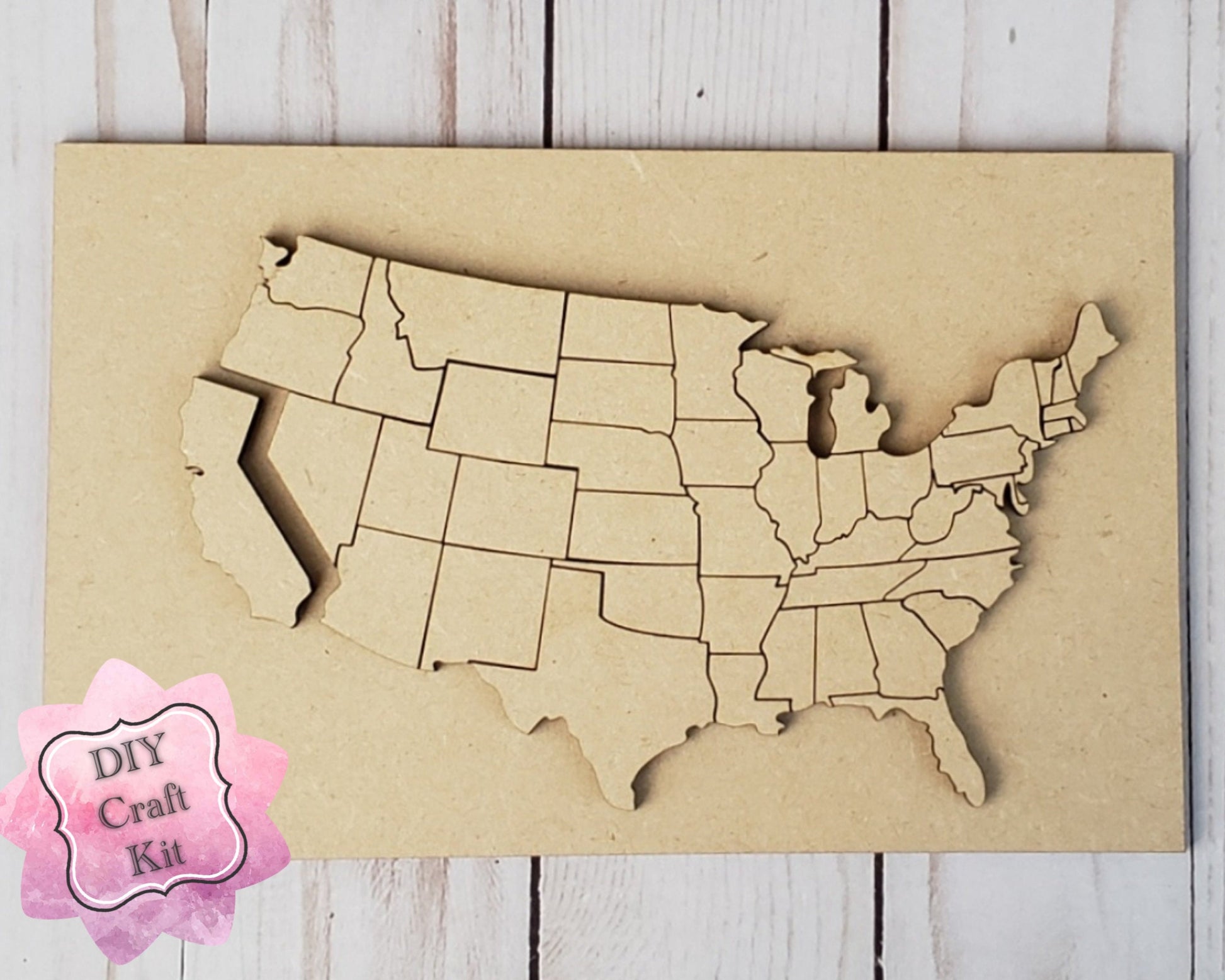 United States DIY kit Decor DIY Paint kit #2304 - Multiple Sizes Available - Unfinished Wood Cutout Shapes