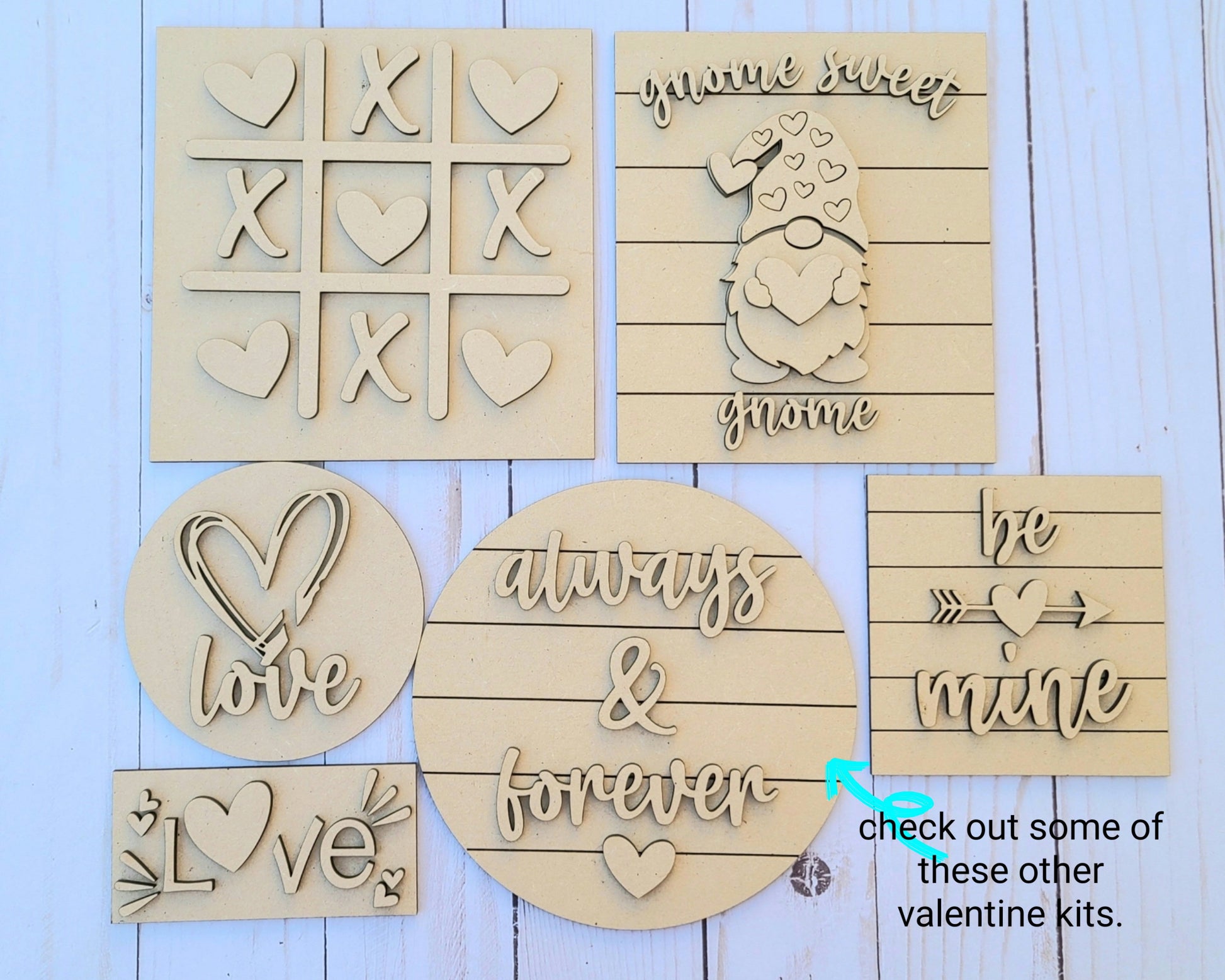 Gnome Valentine DIY Paint kit #2499 - Multiple Sizes Available - Unfinished Wood Cutout Shapes