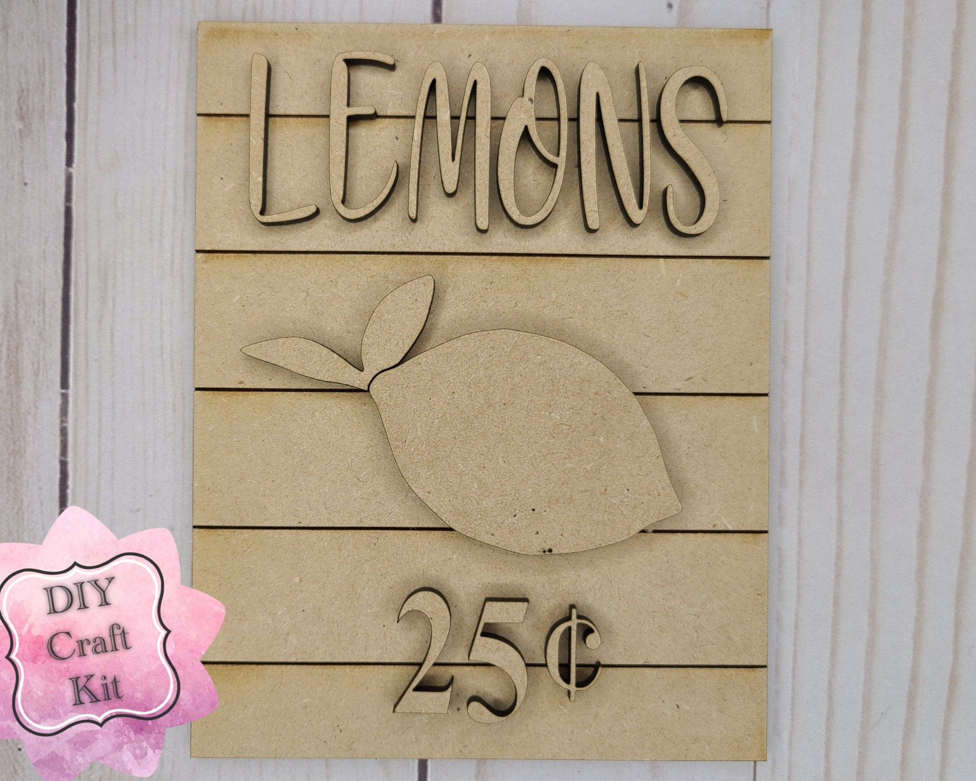 Lemon Pricing DIY Craft Kit #2539 - Multiple Sizes Available - Unfinished Wood Cutout Shapes