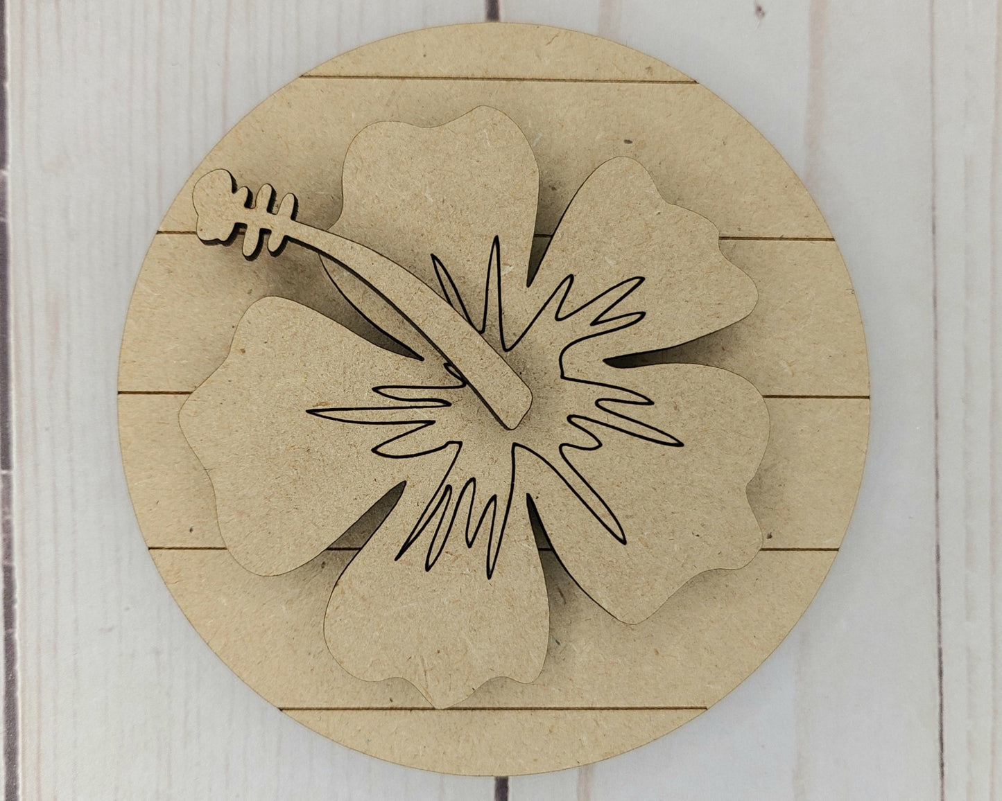 Hibiscus Circle Paint Party Kit Tropical Hawaii #2591 - Multiple Sizes Available - Unfinished Wood Cutout Shapes