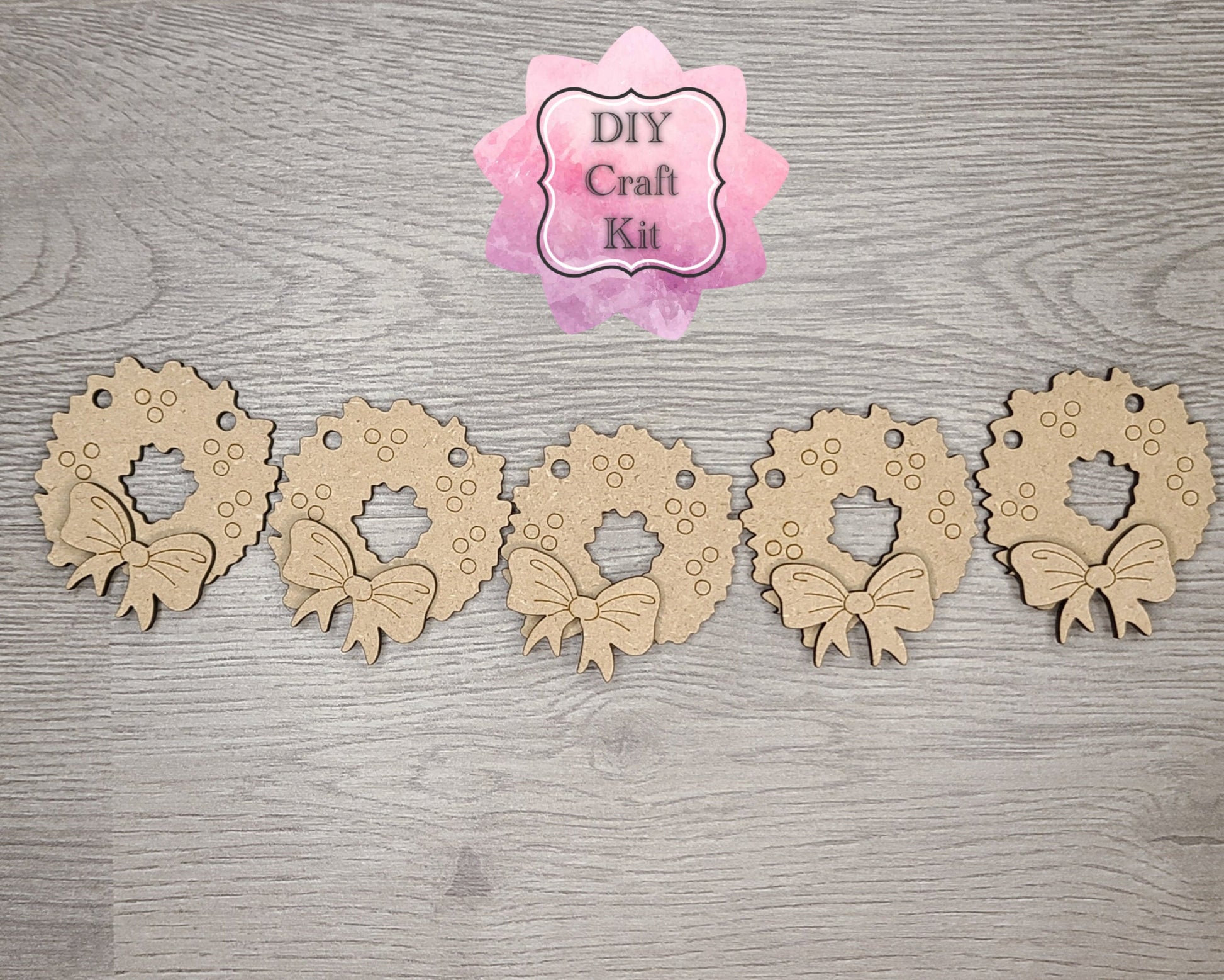 Christmas Wreath Christmas Decor Bunting Banner DIY Craft Kit for Adults #2890 Multiple Sizes Available - Unfinished Wood Cutout Shapes