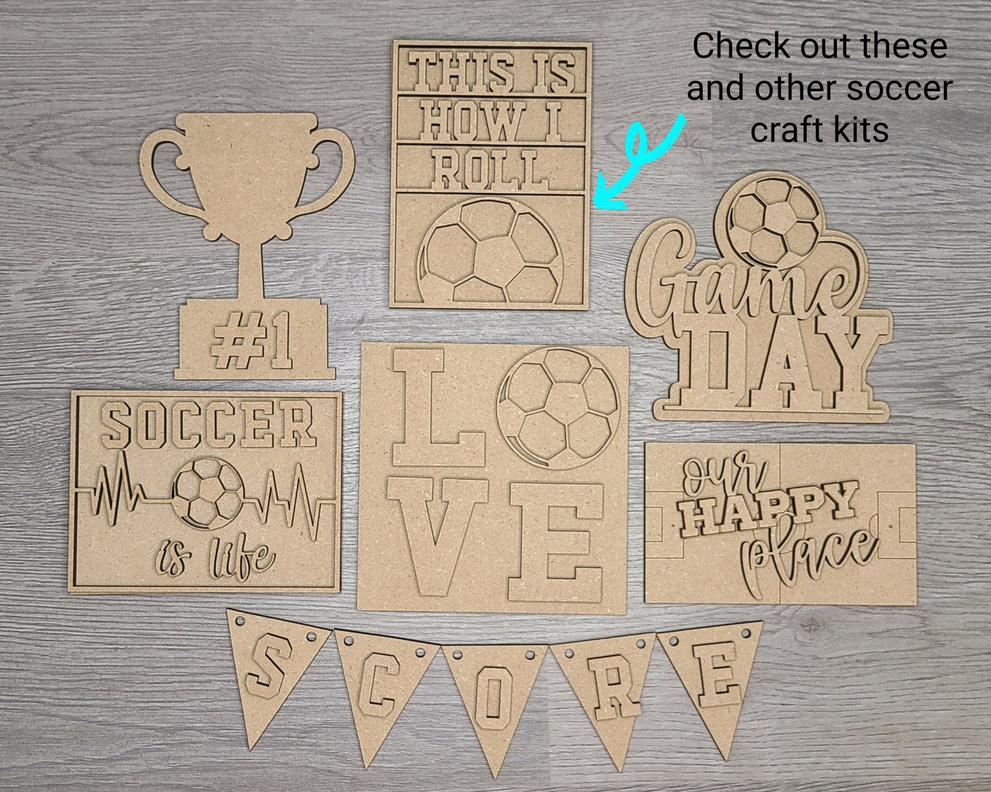 Score Bunting #1 Winner Decor Bunting Banner DIY Craft Kit for Adults #2937 Multiple Sizes Available - Unfinished Wood Cutout Shapes