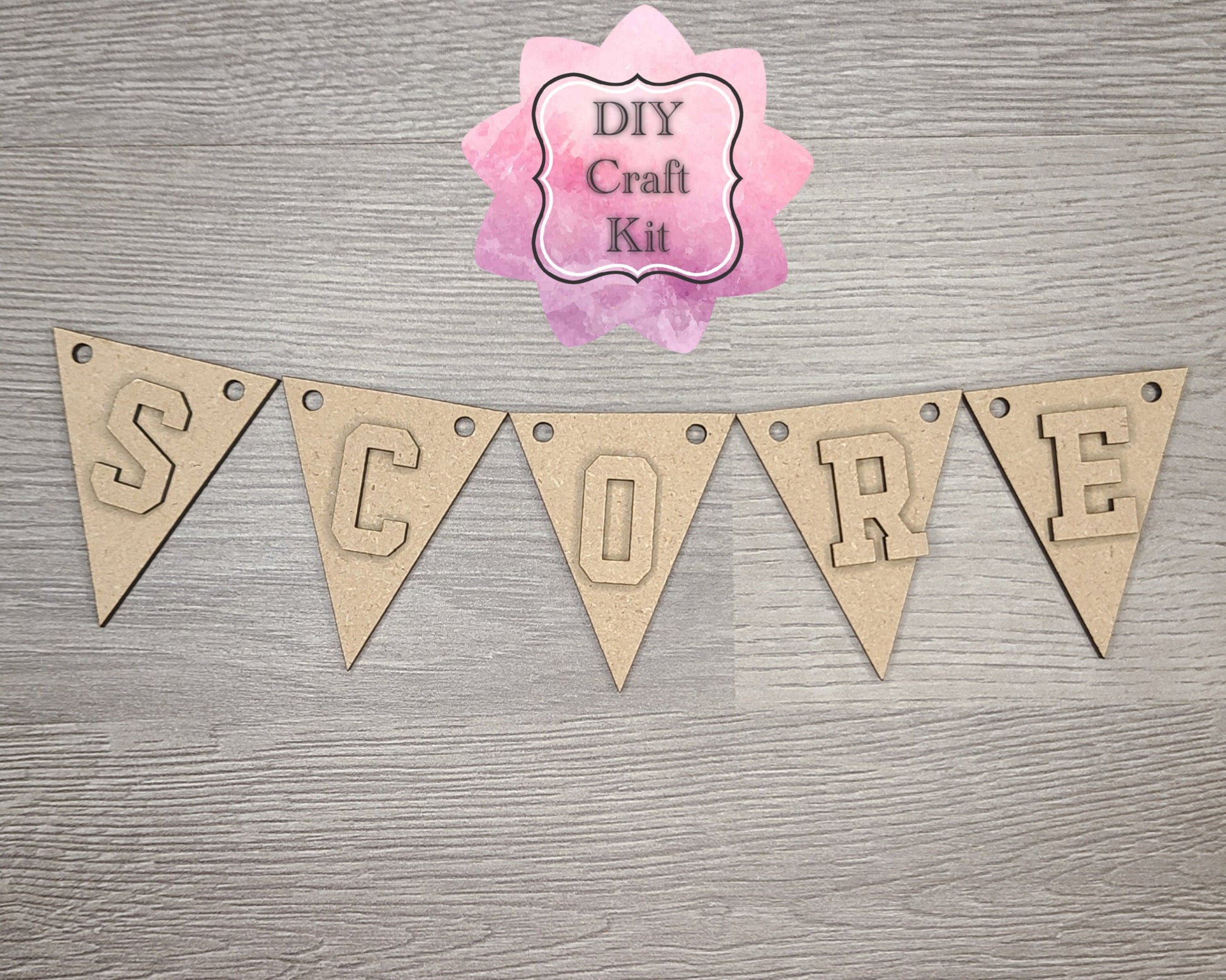Score Bunting #1 Winner Decor Bunting Banner DIY Craft Kit for Adults #2937 Multiple Sizes Available - Unfinished Wood Cutout Shapes