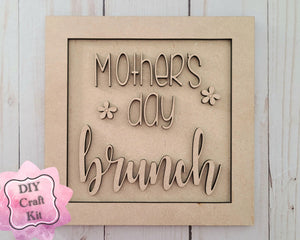 Mother's Day Brunch Tea Party Craft DIY Paint Party Kit Craft Kit #2625 - Multiple Sizes Available - Unfinished Wood Cutout Shapes