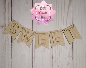 Sweet Watermelon Bunting Banner Craft Kit for Adults #2714 - Multiple Sizes Available - Unfinished Wood Cutout Shapes