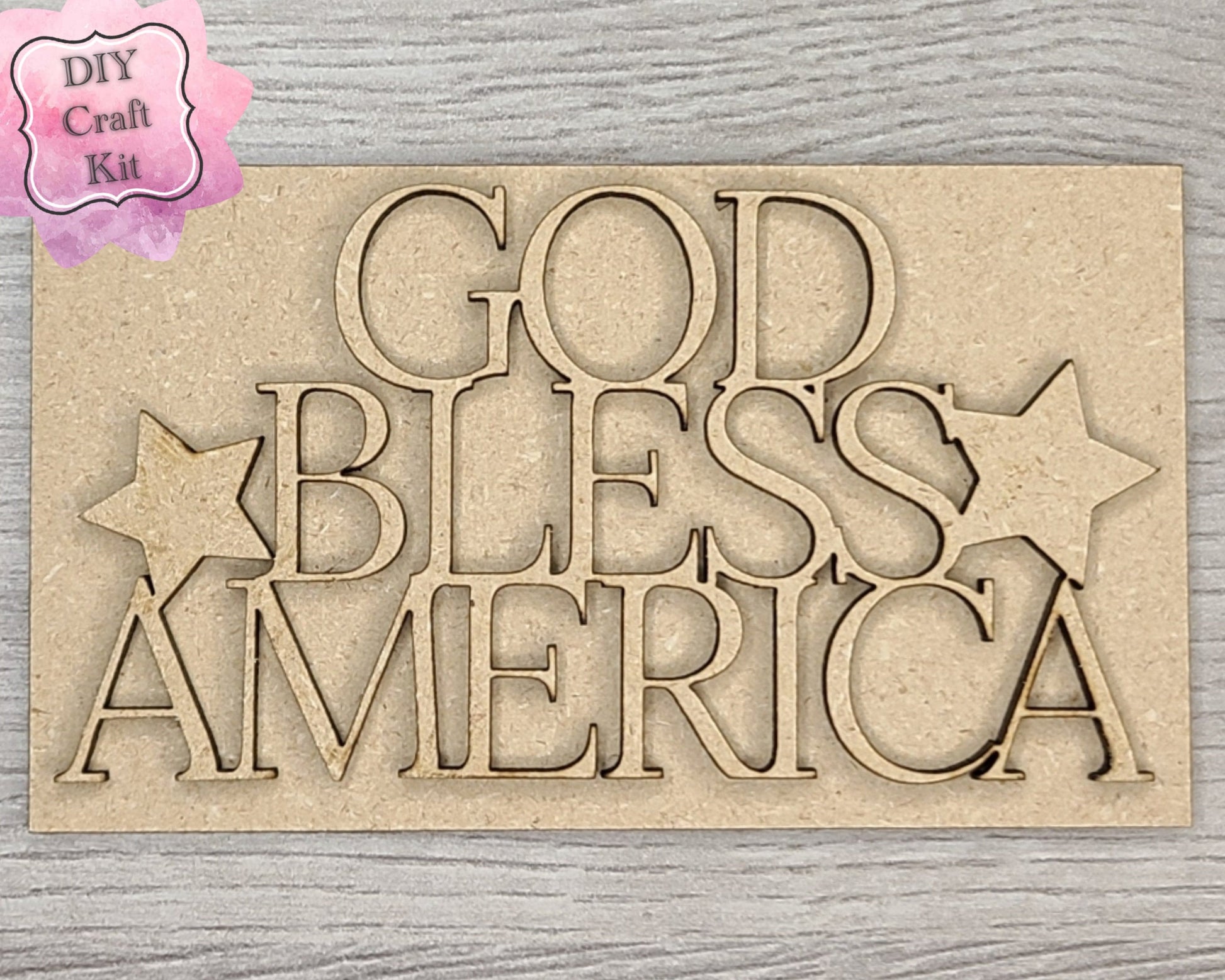 God Bless America 4th of July Craft Kit Paint Kit Party Paint Kit #2844 - Multiple Sizes Available - Unfinished Wood Cutout Shapes