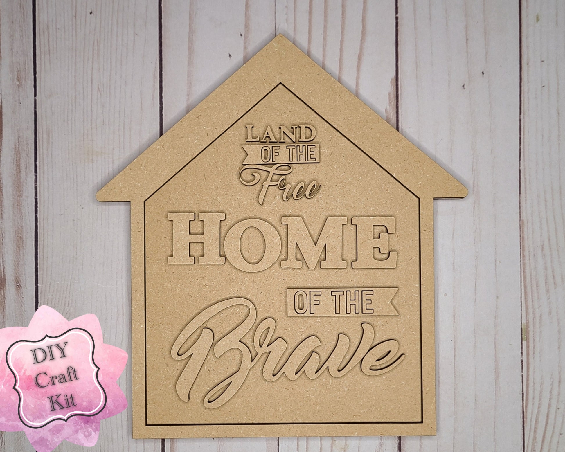 Home of the Brave 4th of July Independence Day Kit Paint Kit DIY Craft Kit #2817 - Multiple Sizes Available - Unfinished Wood Cutout Shapes
