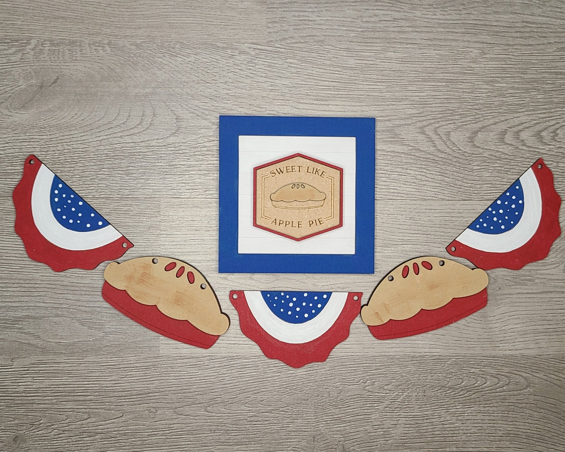 Like Sweet Apple Pie 4th of July Craft Kit Paint Kit Party Paint Kit #2639 - Multiple Sizes Available - Unfinished Wood Cutout Shapes