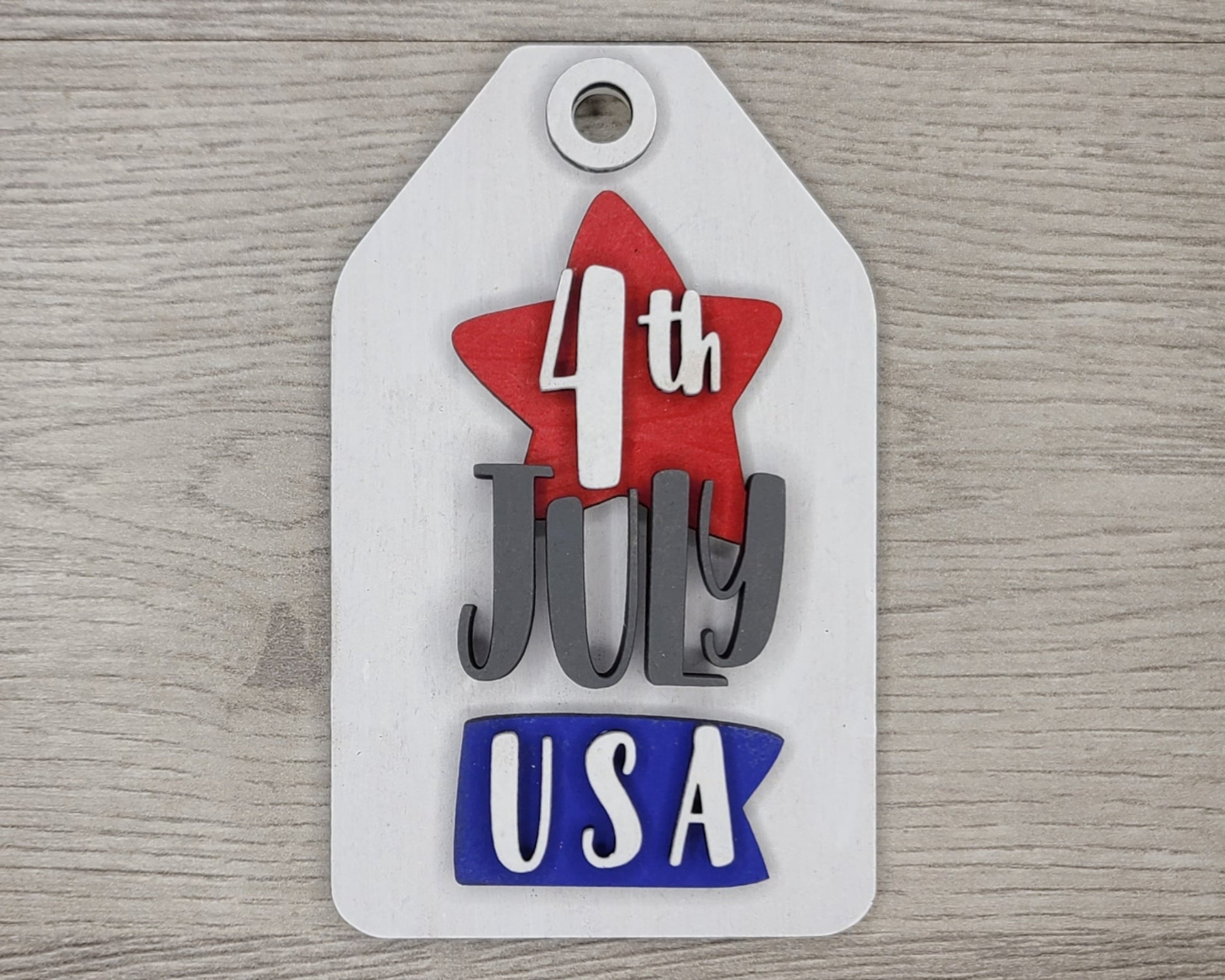 4th of July Tag Independence Day Kit Paint Kit DIY Craft Kit #2697 - Multiple Sizes Available - Unfinished Wood Cutout Shapes