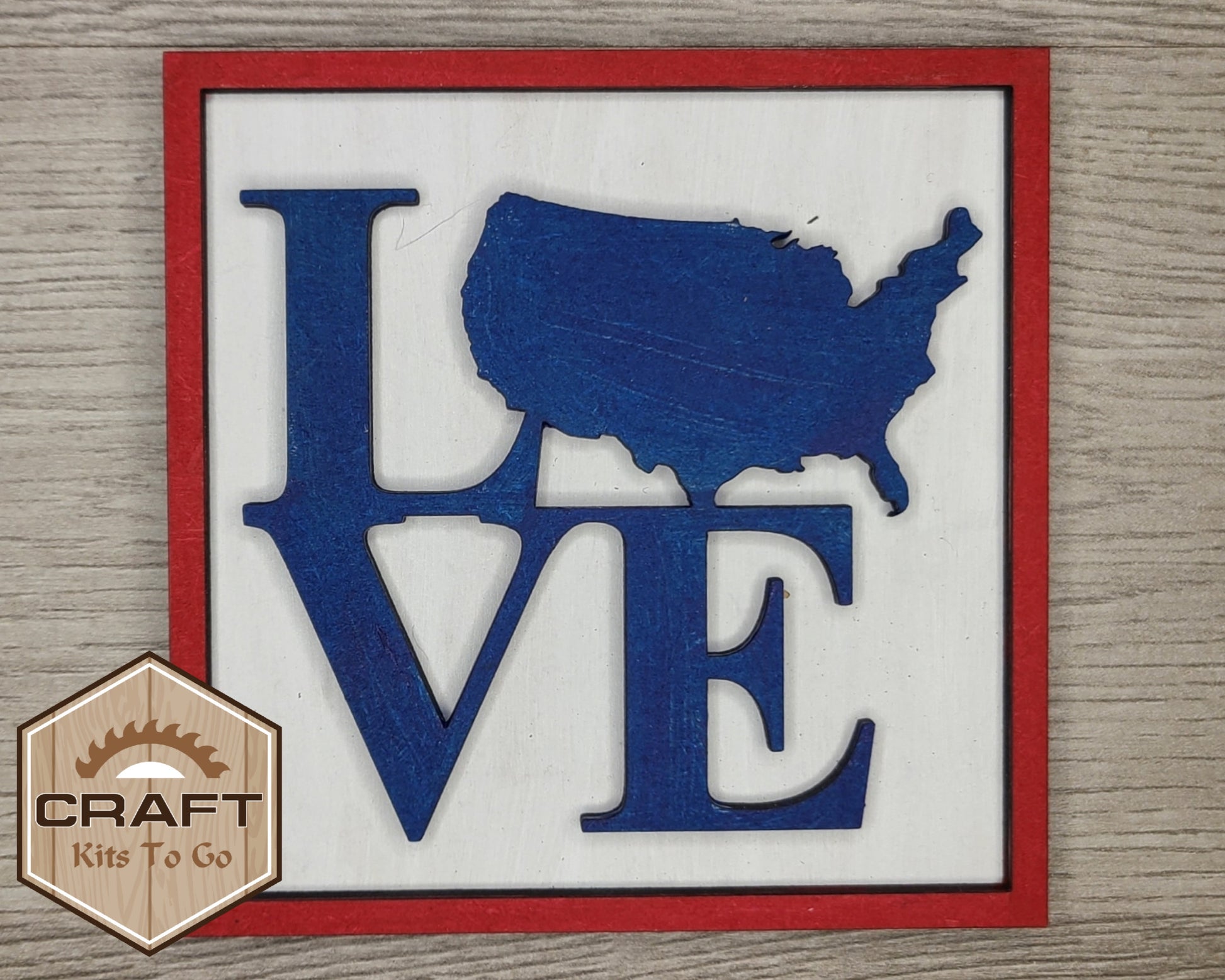 Love America 4th of July Craft Kit Paint Kit Party Paint Kit #2792 - Multiple Sizes Available - Unfinished Wood Cutout Shapes