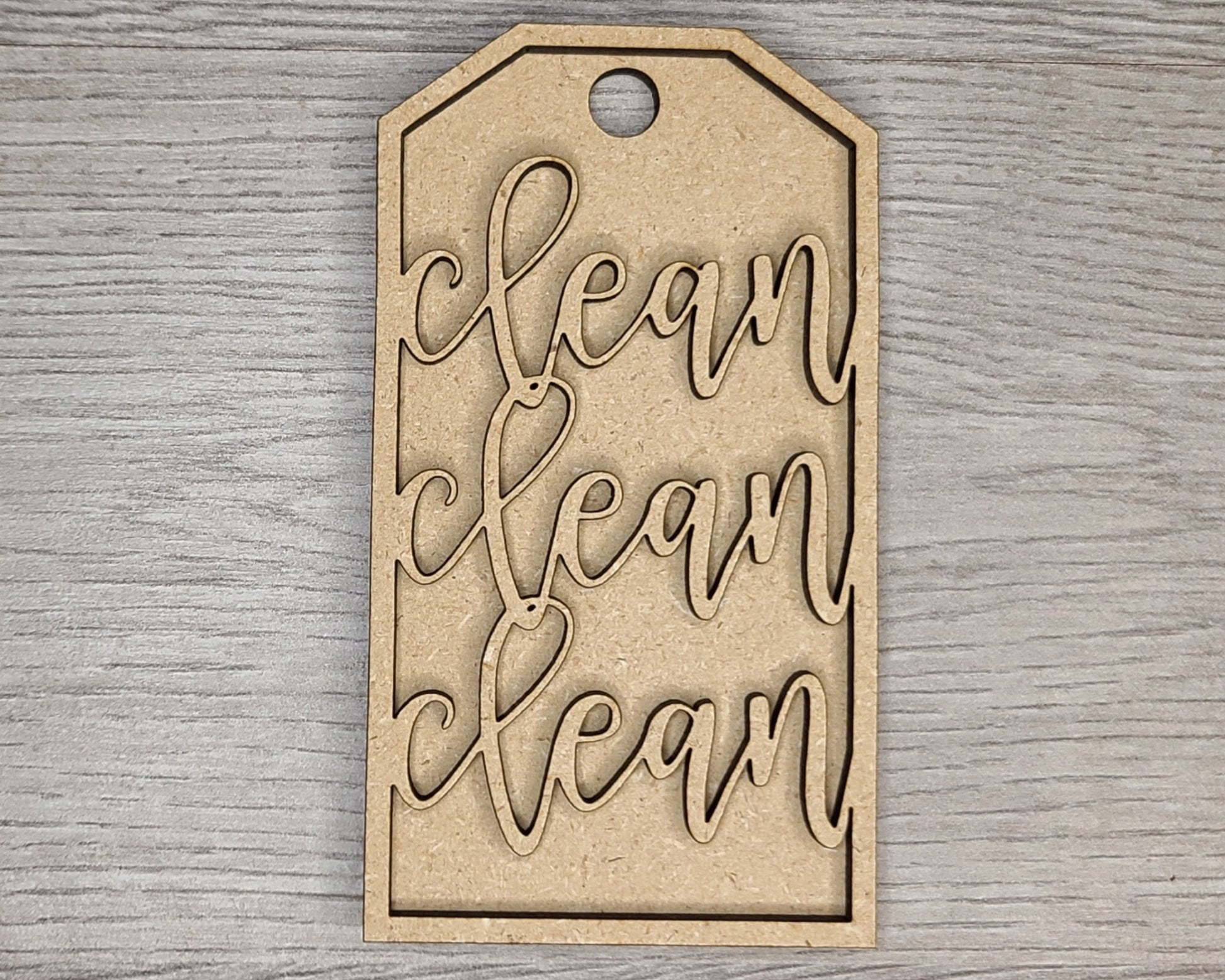 Clean Clean Tag Bathroom Decor Kit DIY Paint kit #3002 - Multiple Sizes Available - Unfinished Wood Cutout Shapes