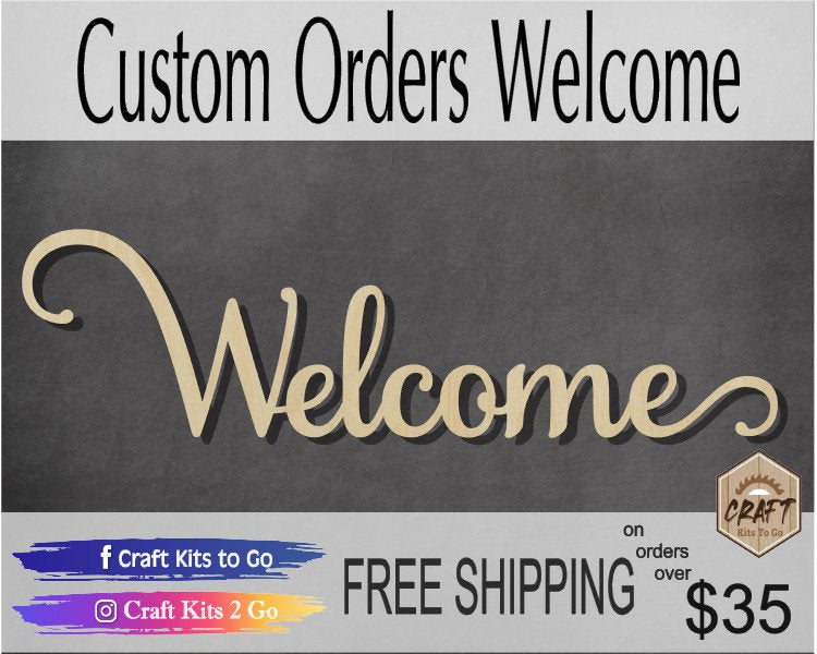 Welcome word cutout word cutouts blanks DIY paint #3120 - Multiple Sizes Available - Unfinished Cutout Shapes