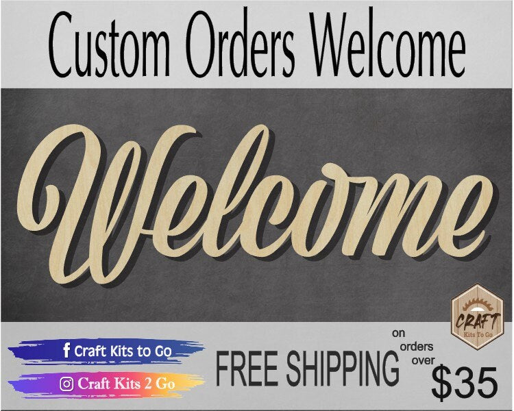 Welcome word cutout word cutouts blanks DIY paint #3126 - Multiple Sizes Available - Unfinished Cutout Shapes