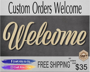 Welcome word cutout word cutouts blanks DIY paint #3126 - Multiple Sizes Available - Unfinished Cutout Shapes