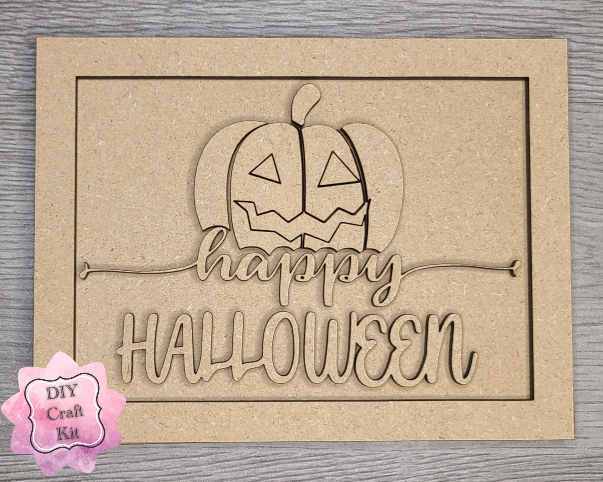 Happy Halloween Decor DIY Paint kit #3129 - Multiple Sizes Available - Unfinished Wood Cutout Shapes