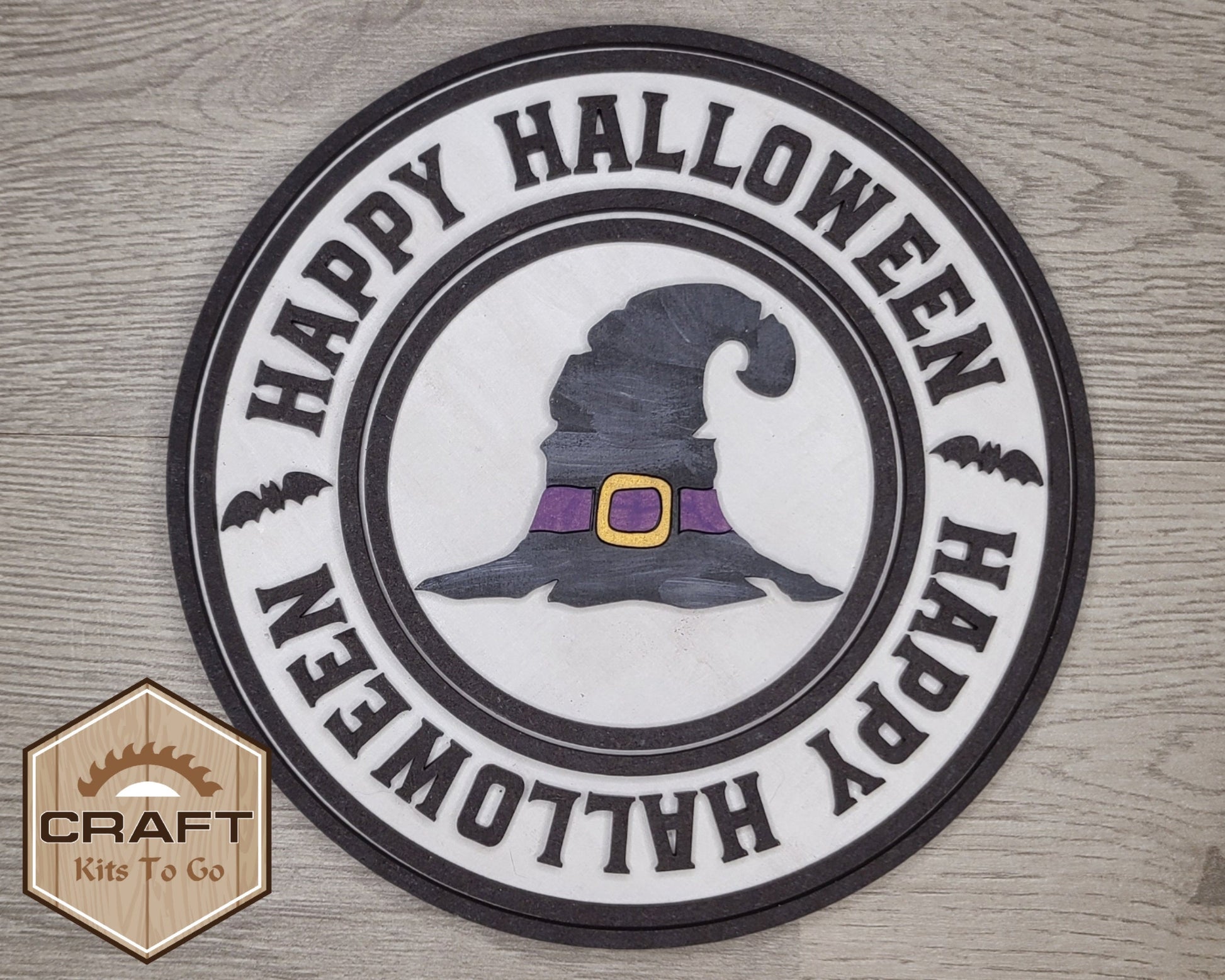 Happy Halloween Witch Decor DIY Paint kit #3089 - Multiple Sizes Available - Unfinished Wood Cutout Shapes