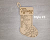 Stocking Name Tag Christmas Decor DIY Paint kit #3053 - Multiple Sizes Available - Unfinished Wood Cutout Shapes