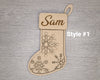 Stocking Name Tag Christmas Decor DIY Paint kit #3053 - Multiple Sizes Available - Unfinished Wood Cutout Shapes