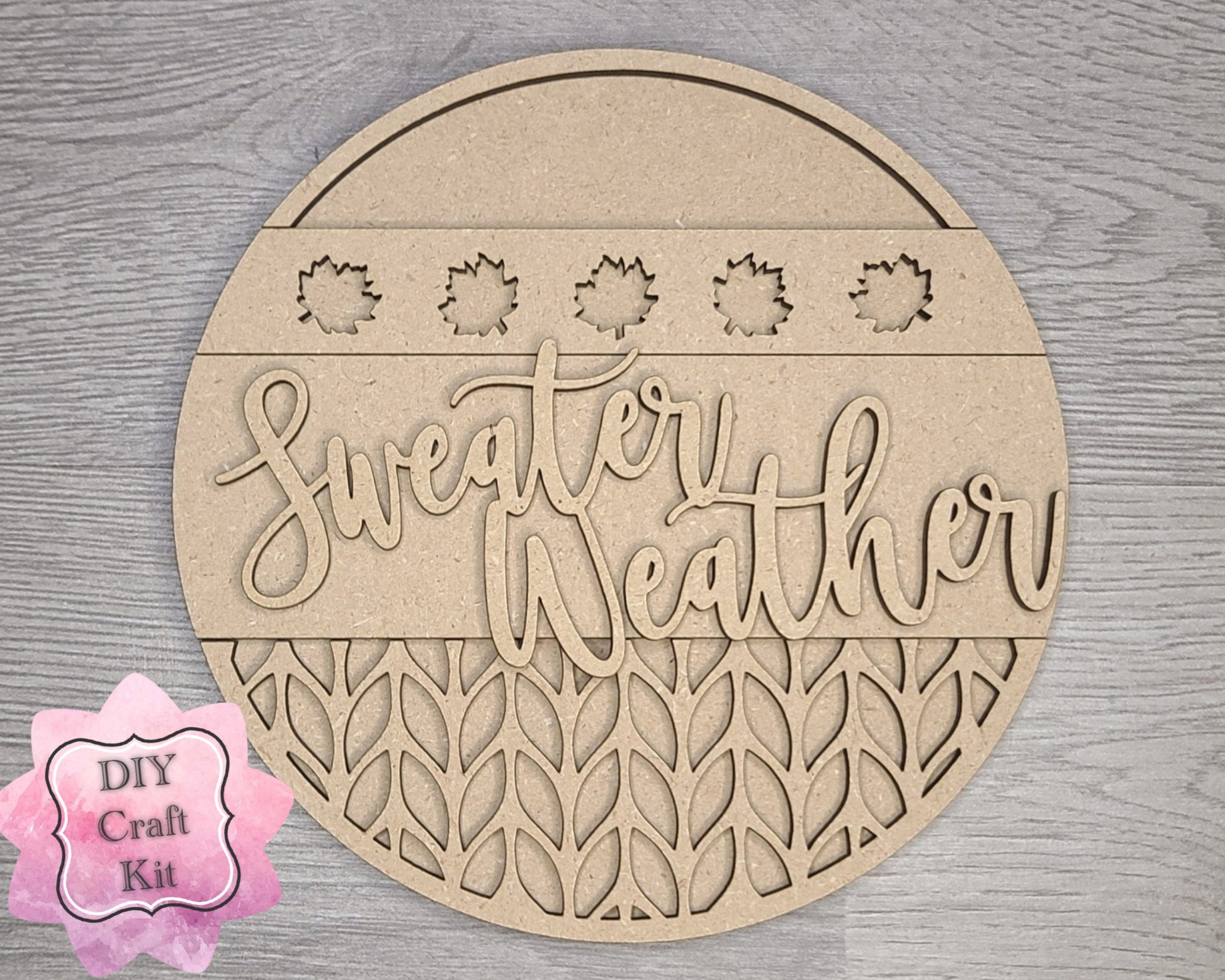 Sweater Weather Autumn Decor Fall colors Decor Porch DIY Paint kit #3102 - Multiple Sizes Available - Unfinished Wood Cutout Shapes