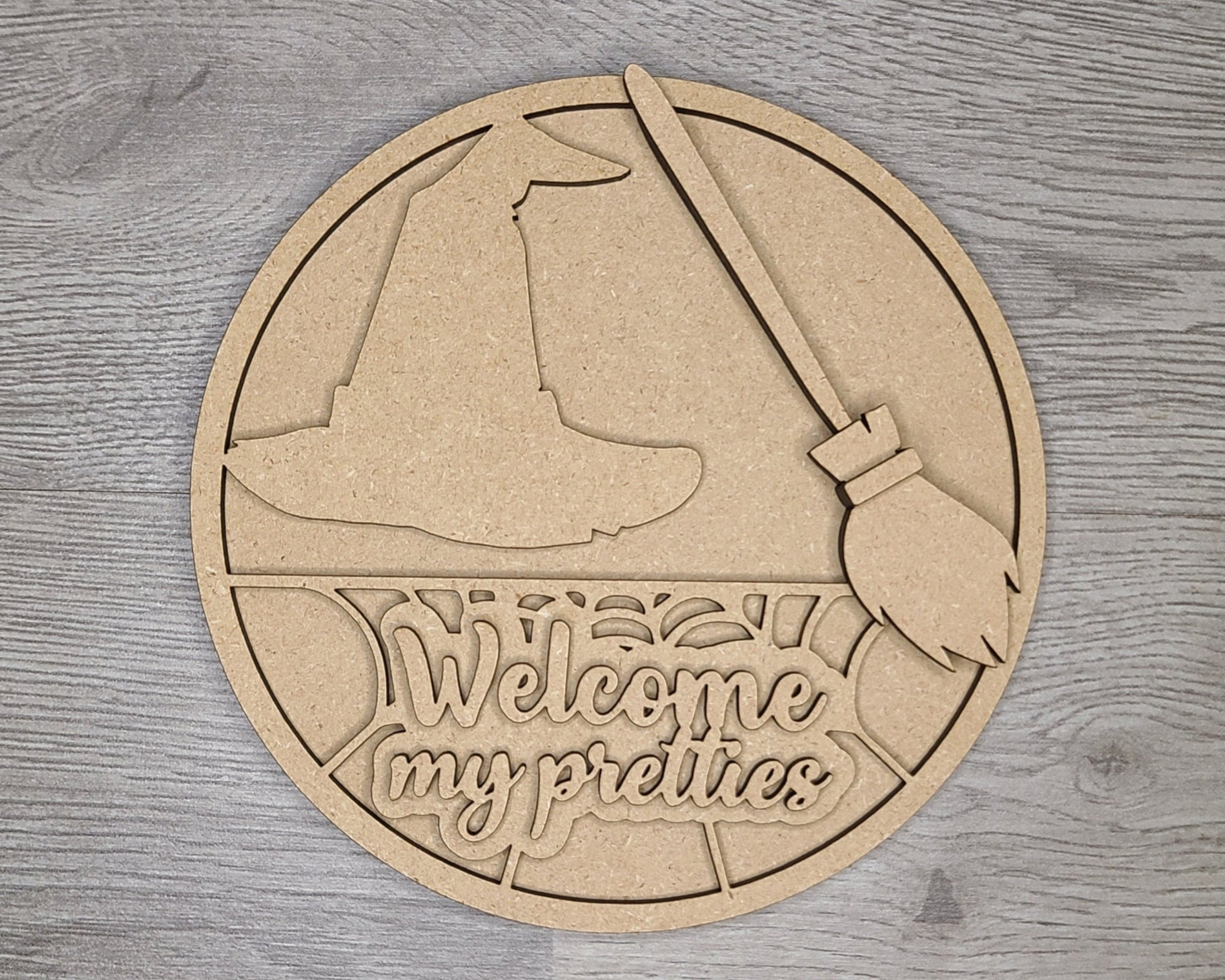 Welcome my pretties Halloween Decor DIY Paint kit #3071 - Multiple Sizes Available - Unfinished Wood Cutout Shapes