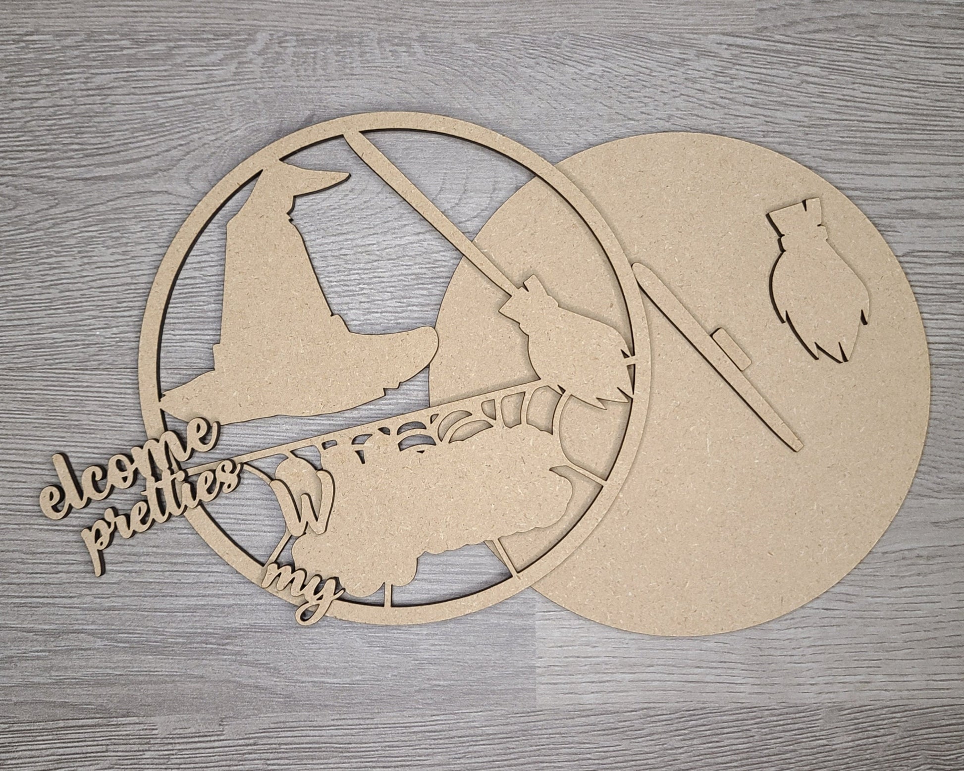 Welcome my pretties Halloween Decor DIY Paint kit #3071 - Multiple Sizes Available - Unfinished Wood Cutout Shapes