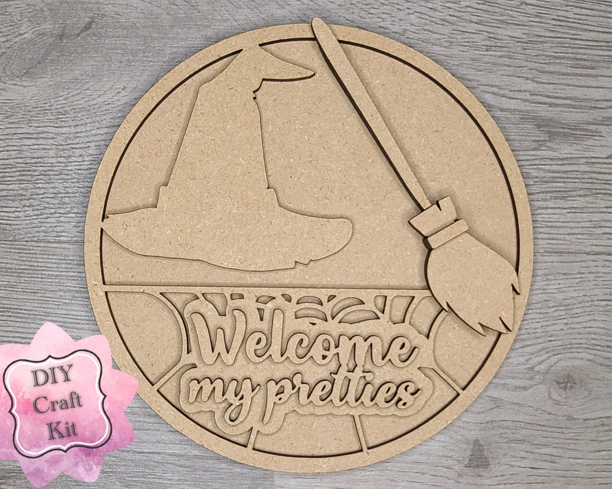 Welcome my pretties Halloween Decor DIY Paint kit #3071 - Multiple Sizes Available - Unfinished Wood Cutout Shapes