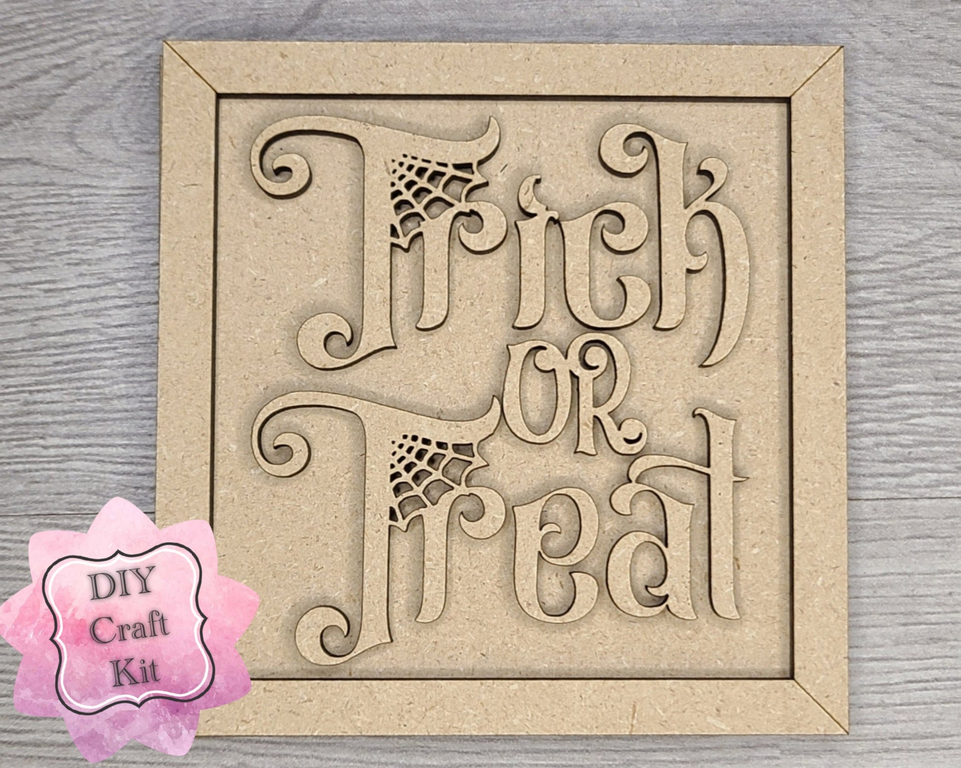 Trick or Treat Halloween Decor DIY Paint kit #3127 - Multiple Sizes Available - Unfinished Wood Cutout Shapes