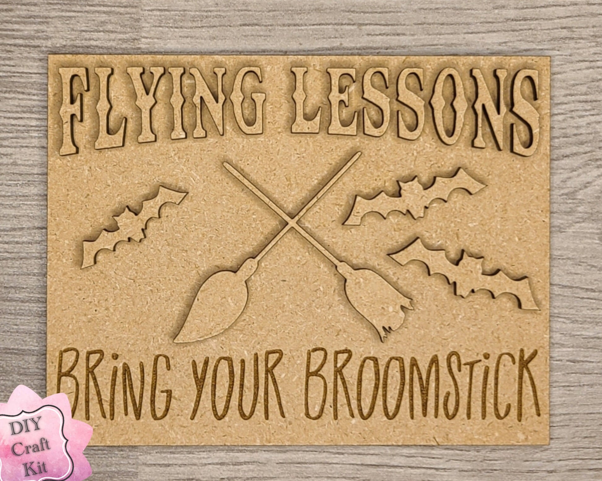 Flying Lessons Witch Halloween Decor Craft Kit DIY Paint kit #2913 - Multiple Sizes Available - Unfinished Wood Cutout Shapes